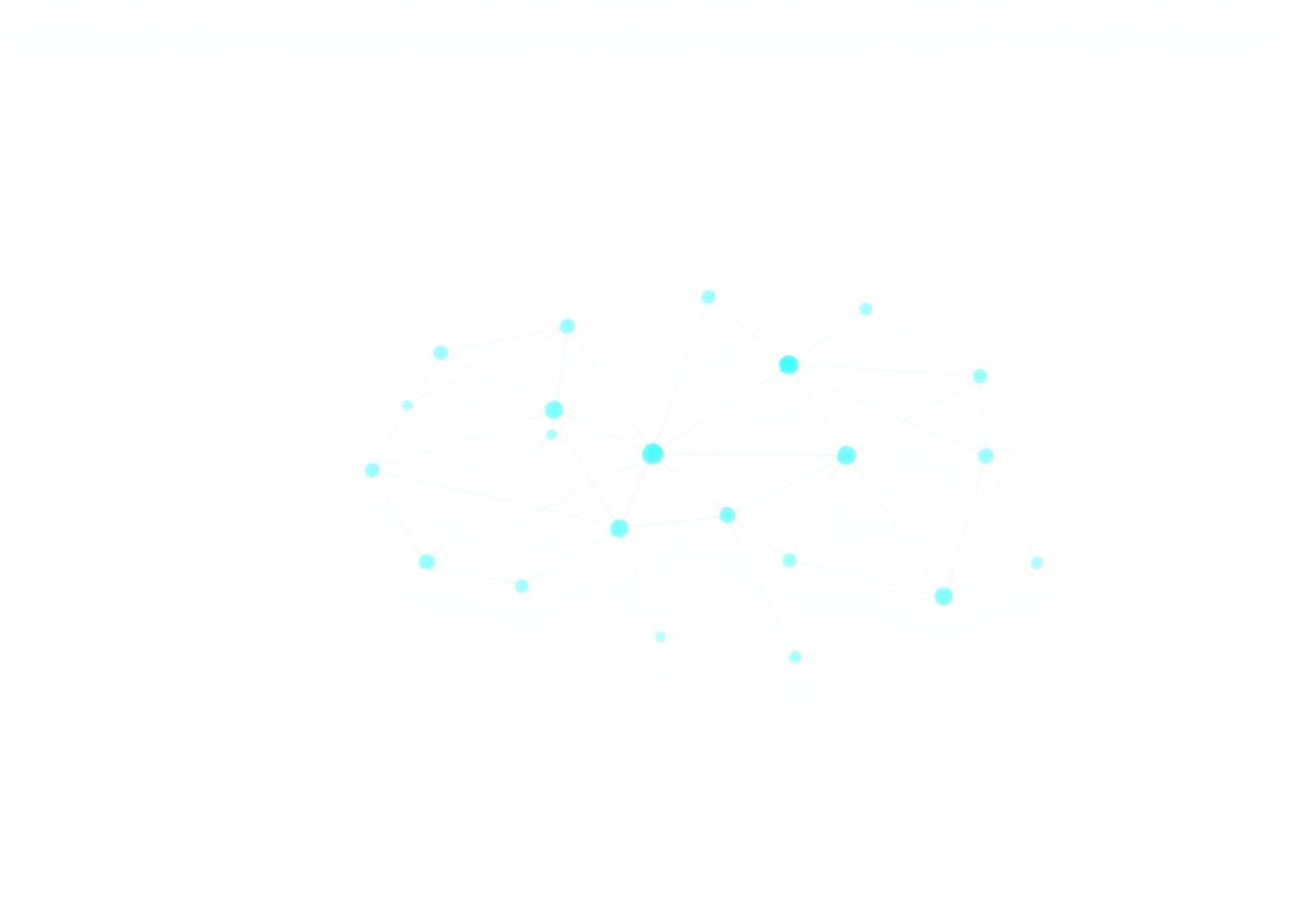 Abstract network of connected nodes representing collaboration and technology