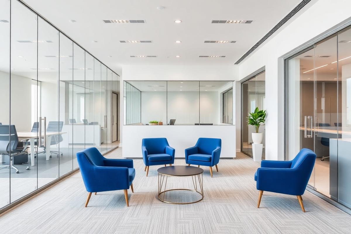 Bright modern Vitriview office reception and meeting area